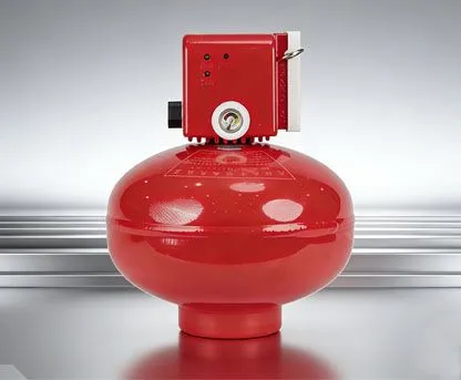 Hanging dry powder fire extinguishing device